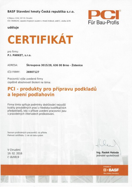 Certifikat - PCI